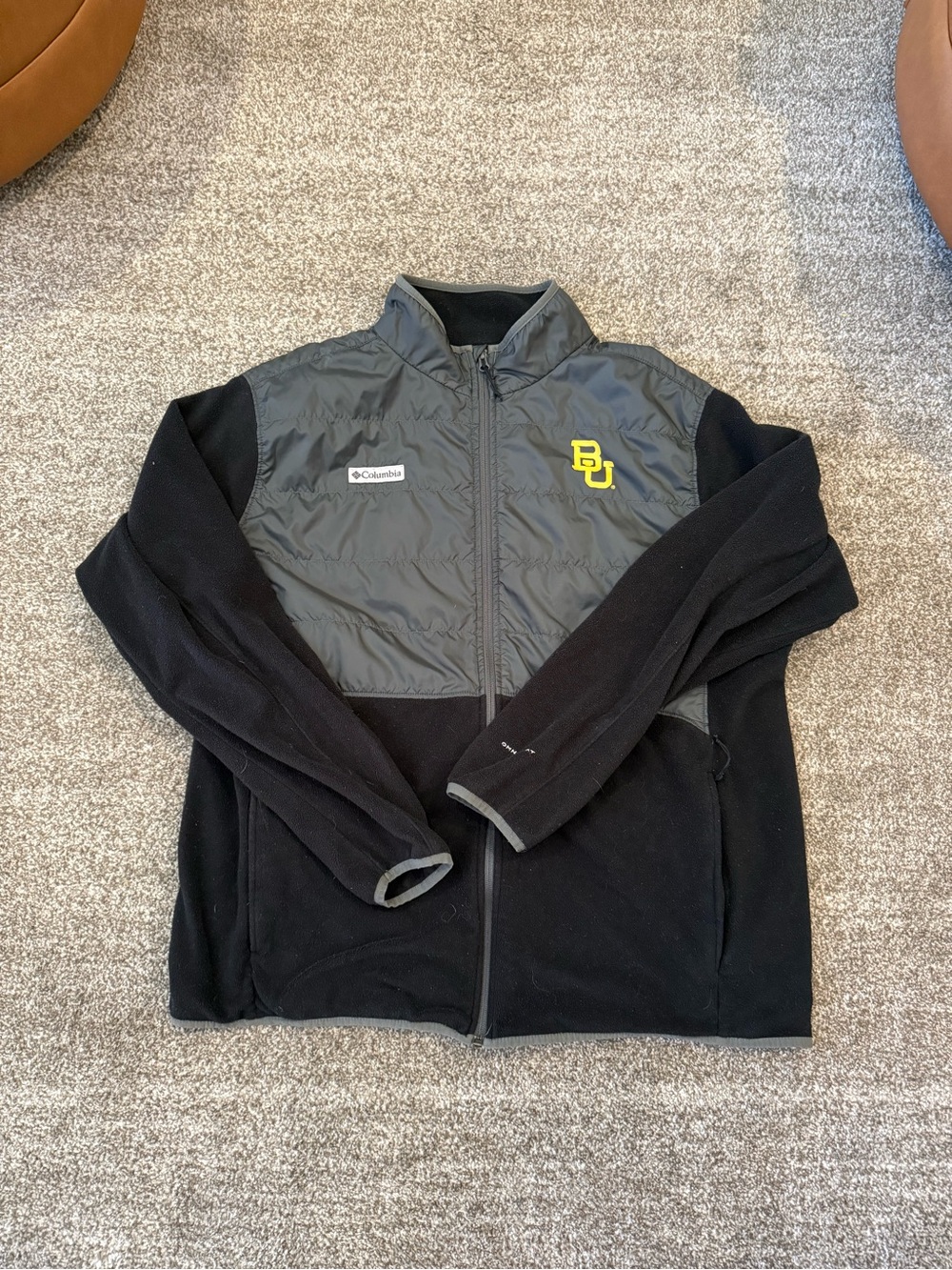 Columbia Black and Gray Baylor University Hybrid Fleece Jacket